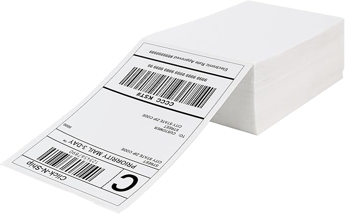 Fanfold 4'' x 6'' Direct Thermal Shipping Labels 300 Labels/Stack Compatible with Zebra Rollo Beeprt Printer Ultra Adhesive