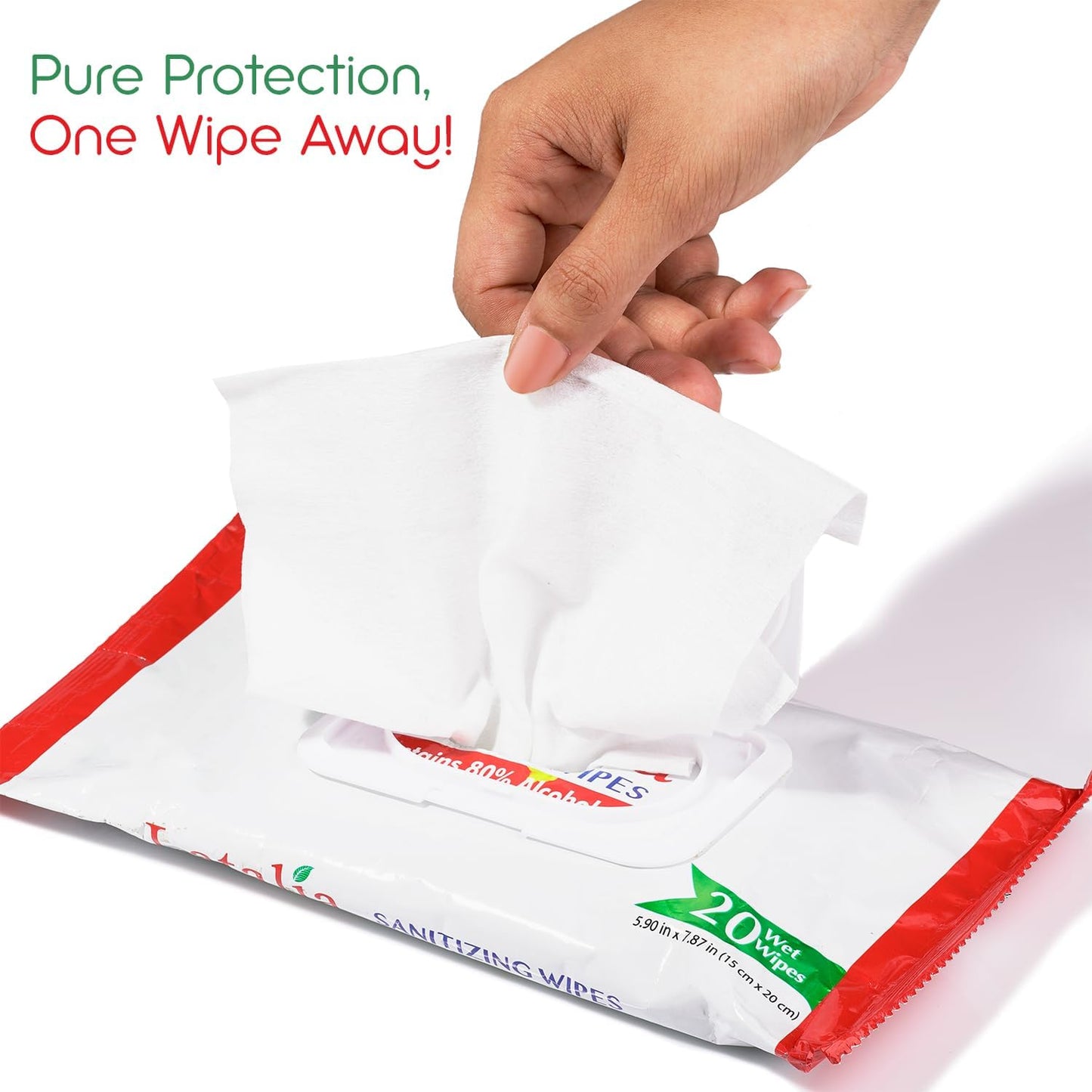 Hand Wipes | 80% Alcohol Hand Sanitizer Wipes for Hands & Face Moisturizing, Gentle, Convenient and Fragrance Free (Pack 0f 1, 20 Counts)