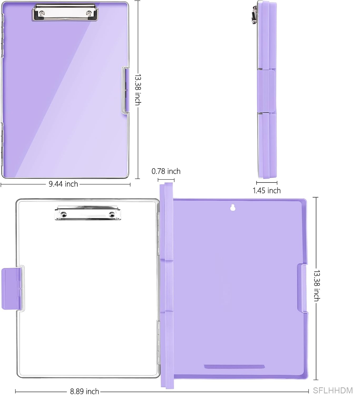 Clipboard with Storage,Heavy Duty Clip Boards 8.5x11 with 2 Storage Case,Clear Visible Top Panel Storage Clipboards,Side Opening Clip Boards,Nursing Clipboard Folder Case for Office Supplies-Purple