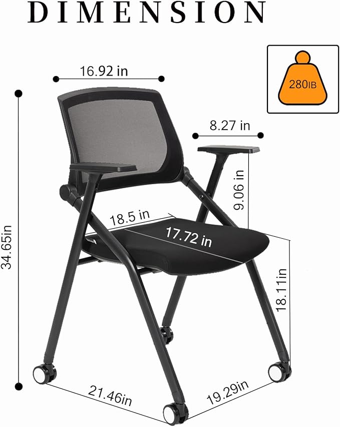 8 Pack Executive Office Chairs with Caster Adjustable Armrest Ergonomic Mid-Back Breathable Mesh Foldable Conference Reception Chair Set for Home School Waiting Room