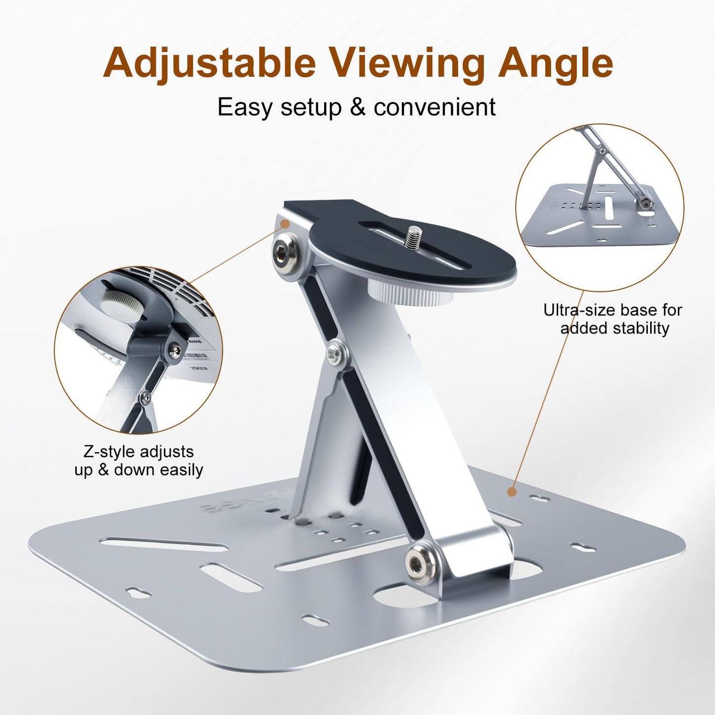 3-in-1 Projector Stand Table, Desk, Wall and Ceiling Mount with 1/4-Inch Screw, Foldable, Easy Setup, Compact Portable, Height Adjustable and Compatible with Most Projectors for Home,Outdoor (Silver)