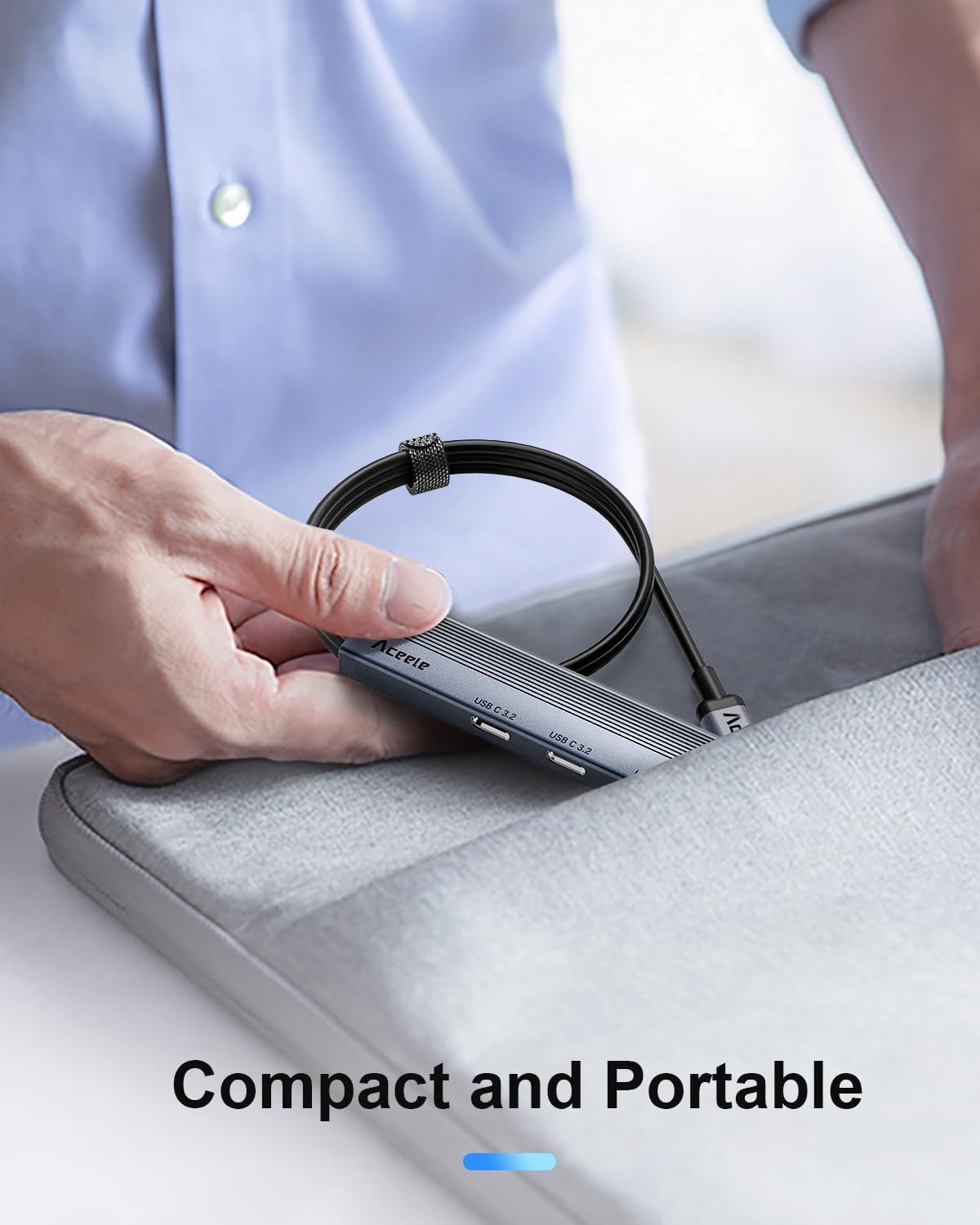 Aceele 10Gbps USB C Hub with 4 USB 3.2 Ports (2 USB A & 2 USB C), USB 3.2 Gen 2 3.3ft USB Cable Extender Hub with Type-C Power Port,Compatible for MacBook Pro 2021, iPad Pro 2021 and Other PC