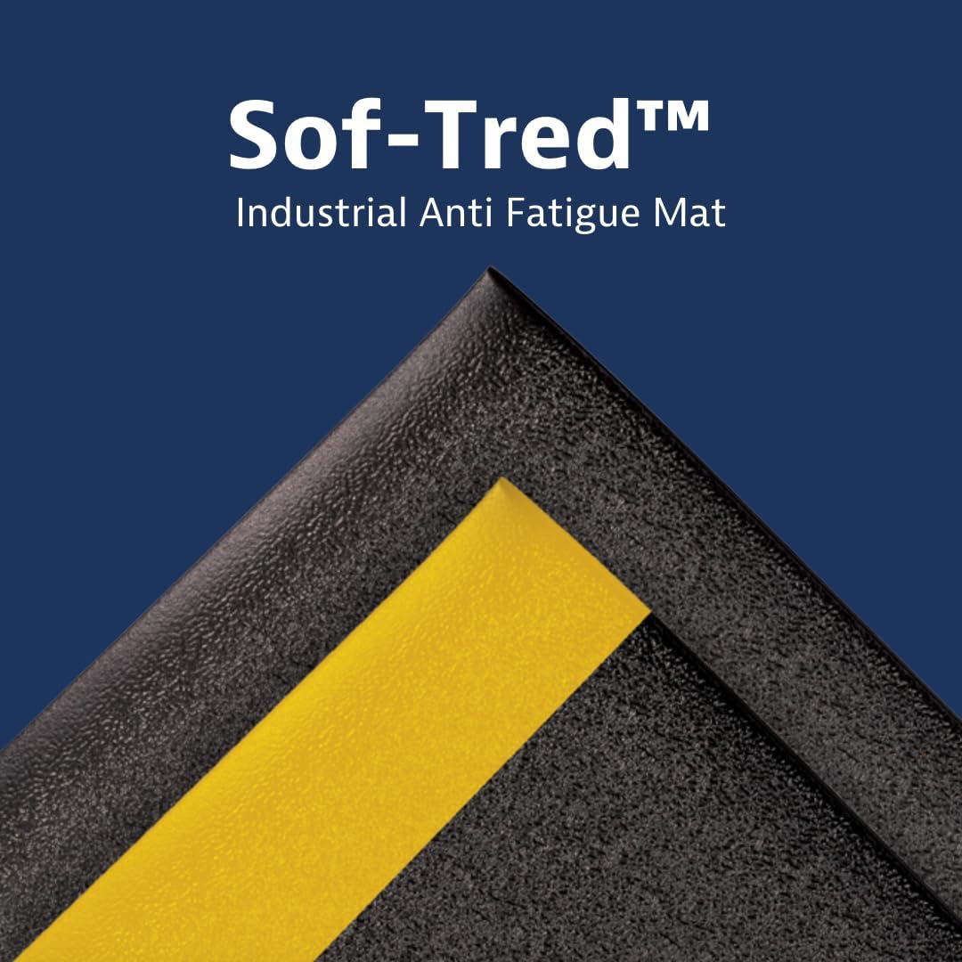 Notrax 411 Sof-Tred™ 4' x 60' x 9/16" Anti Fatigue Mat, Enhanced Slip Resistance with Beveled Edges and Pebbled Surface, Ideal for Industrial and Commercial Workplaces, Black, 411R0448BL