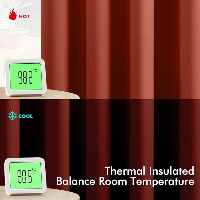 MIULEE Burnt Orange Blackout Curtains - Thermal Insulated Noise Reduction Room Darkening Drapes for Bedroom Living Room Terracotta Rust Fall Decor, Grommet Top, 40 x 45 Inches Long, 2 Panels