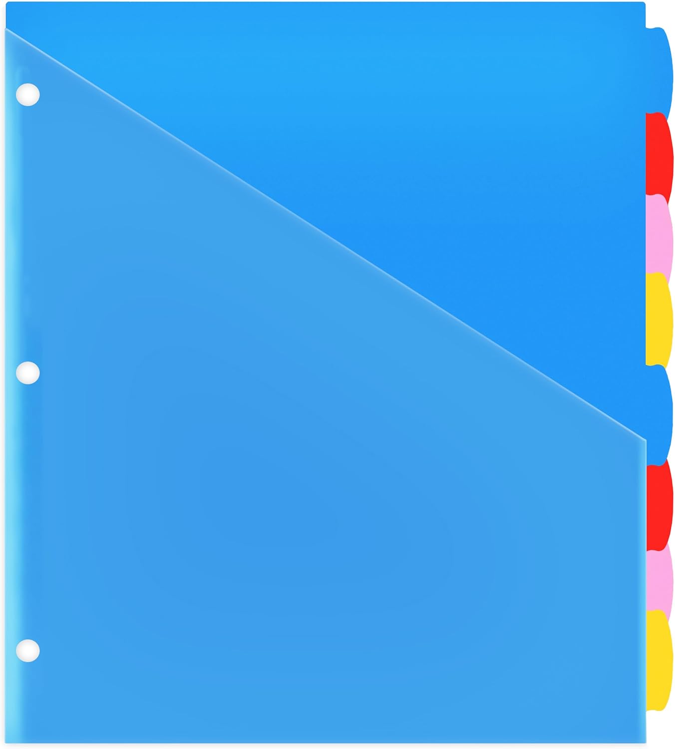 WOT I Durable 8-Tab Binder Dividers with Clear Pocket - 1 Set, Reusable Plastic Dividers for 3 Ring Binder, 4 Vibrant Colors