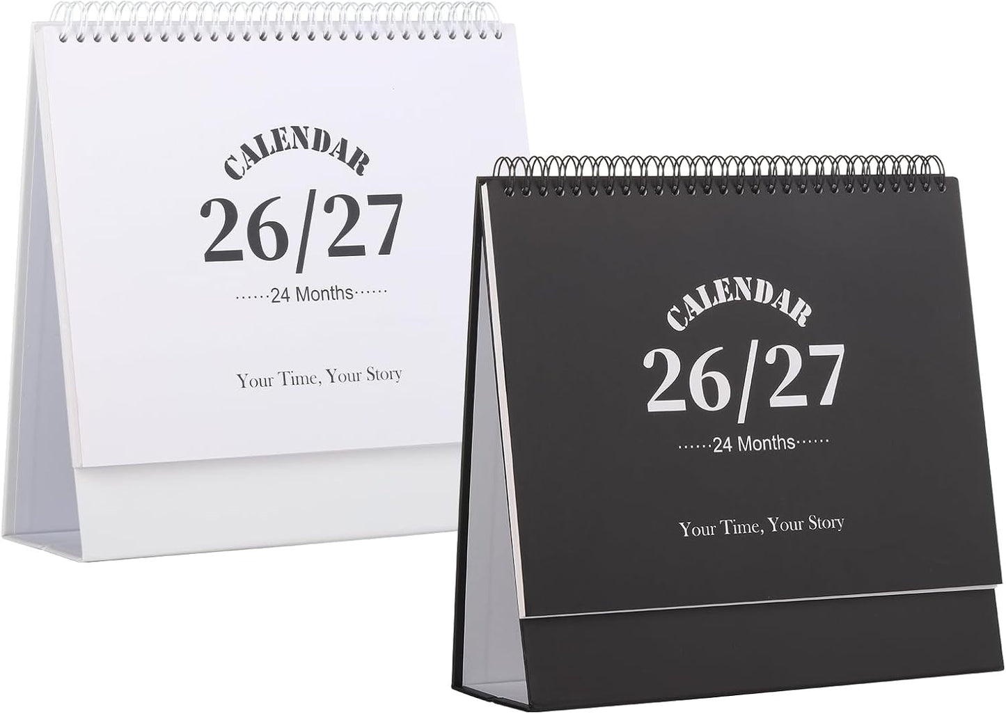 Desk Calendar 2026-2027, 2 Years Calendar Runs from Jan. 2026 until Dec 2027, Table Monthly Planner with Stickers for Home,Office,School Organization(L-Black+White,9.8" x 9.6")