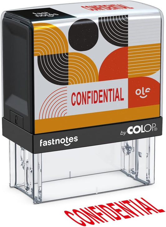 Fastnotes Confidential Self-Inking Rubber Stamp by COLOP - Great for Office Documents, Notary, Warehouse, Accounting Paperwork, Business, and Legal Documentation - Red Ink (Confidential- Red)