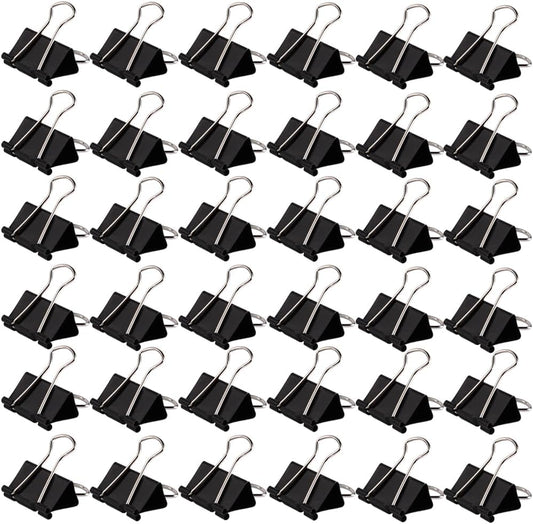 THREEBEGETSALLA 100pcs Binder Clips, 19mm Black Office Paper Clip, Foldback Clips Clamp Binder Clips for Office Home Supplies