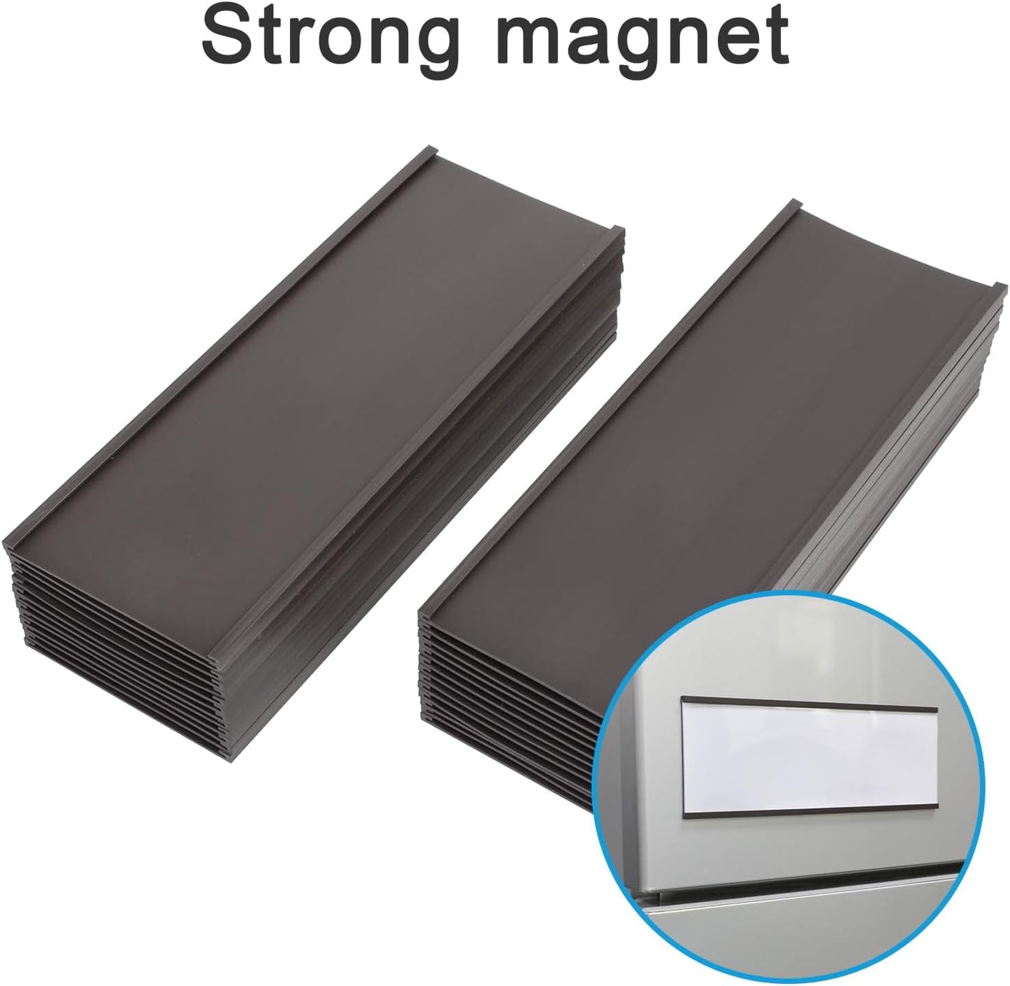 Eeoyu Magnetic Label Holders with Magnets Magnetic Data Card Holders with Clear Plastic Protectors for Metal Shelf, Whiteboard, Set of 30 (3 x 8 Inch)