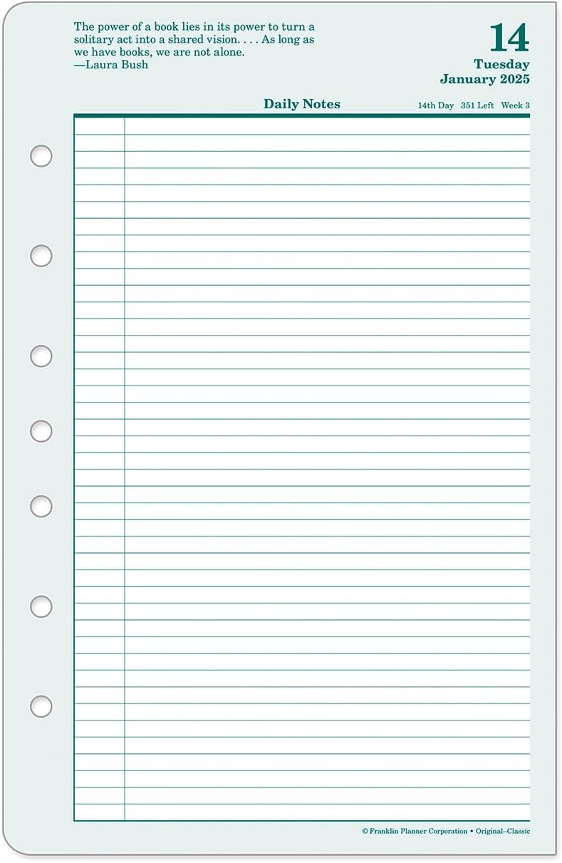 FranklinCovey - Original Two Page Per Day Ring-Bound Planner (Classic, Jan 2025 - Dec 2025)