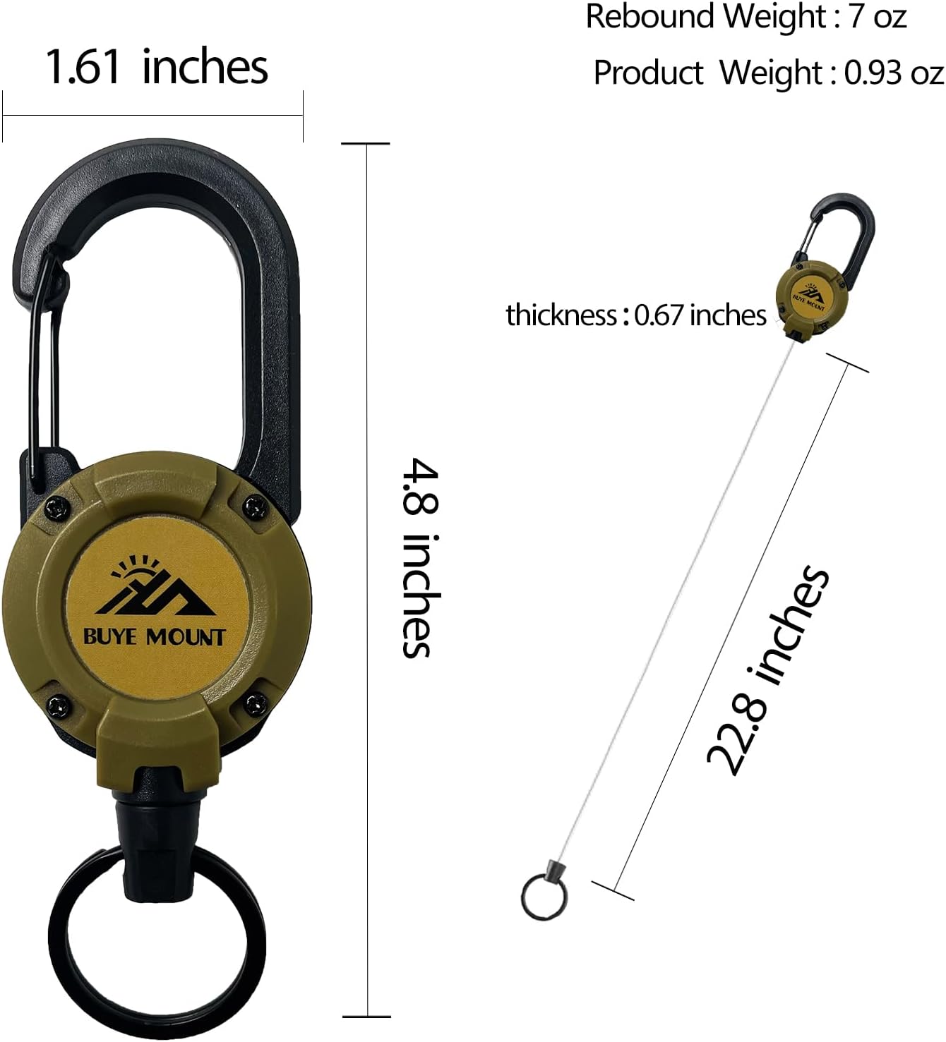 Retractable Keychain Heavy Duty 2Pack, Multitool Carabiner Badge Holder, Retractable Keychain Clip Id Holder, Upgraded 58cm Stainless Steel Cord Yellow