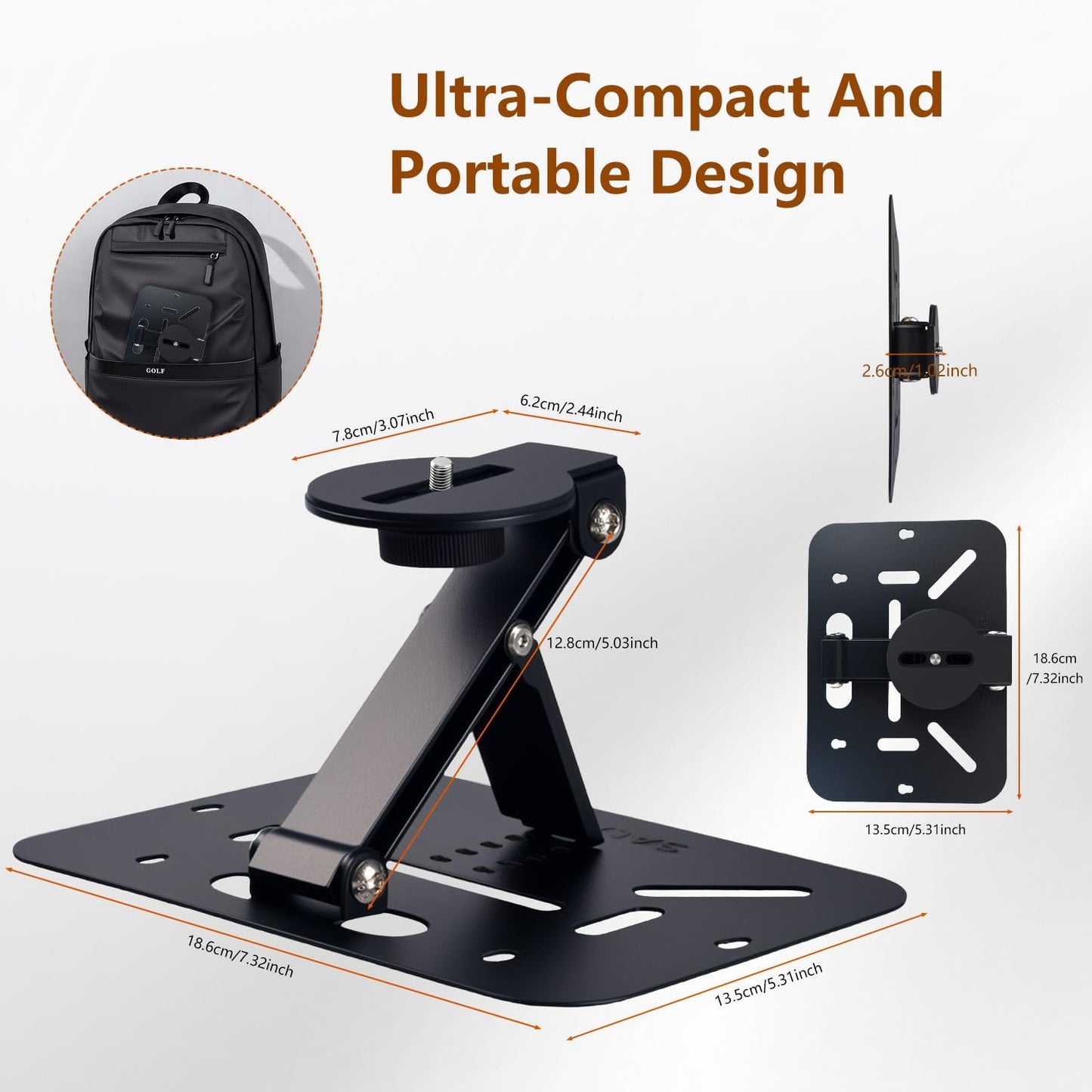 3-in-1 Projector Stand Table, Desk, Wall and Ceiling Mount with 1/4-Inch Screw, Foldable, Easy Setup, Compact Portable, Height Adjustable and Compatible with Most Projectors for Home,Outdoor,Office