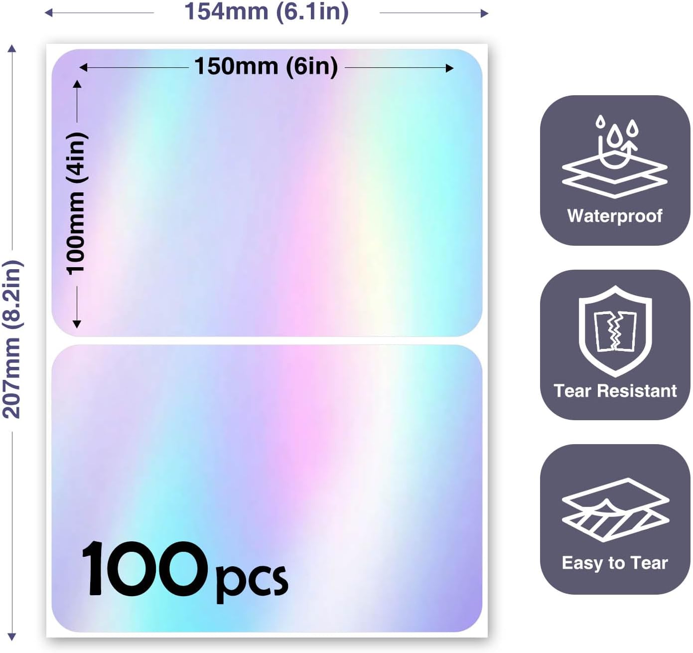 100Pcs Large Laser Labels for Storage Bins,6x4 Inch Removable Labels,Large Labels for Blank Box,Strong Adhesive Tear Resistant No Residue Blank Labels (Laser)