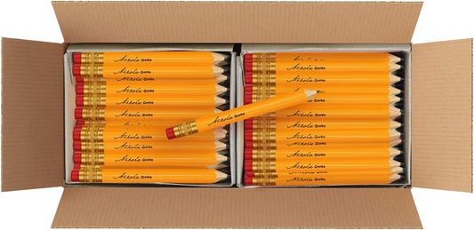 Mini Golf Pencils With Erasers - 192 Count - Classic Pre-Sharpened #2 HB American Pew Pencils Standard Hex Shaped Bulk Pack