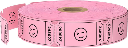 Methdic 1000 Smile Raffle Tickets Pink, Single Roll, Ticket for Events, Entry, Class Reward, Fundraiser & Prizes