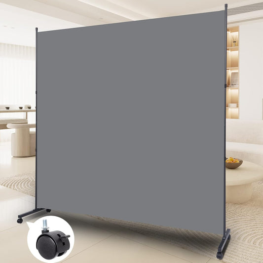Room Divider Single Panel Privacy Screen W/Wheels, 71'' Wide Portable Room Divider Screen, Upgrade Fabric Wall Divider for Room Separation, Freestanding Partition Room Dividers for Home Office Studio