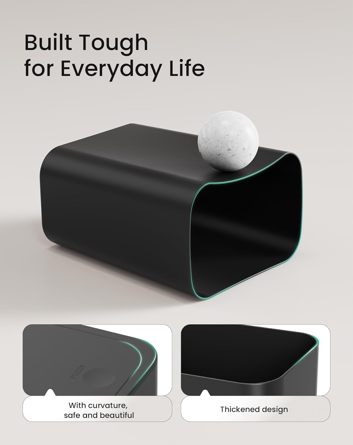 Cesun Bathroom Trash Can with Lid, 3 Pack 2.6 Gallon Small Black Garbage Can, Press Top Lid Trash Bin, Dog Proof Trash Cans Plastic Waste Basket for Bedroom Toilet Office