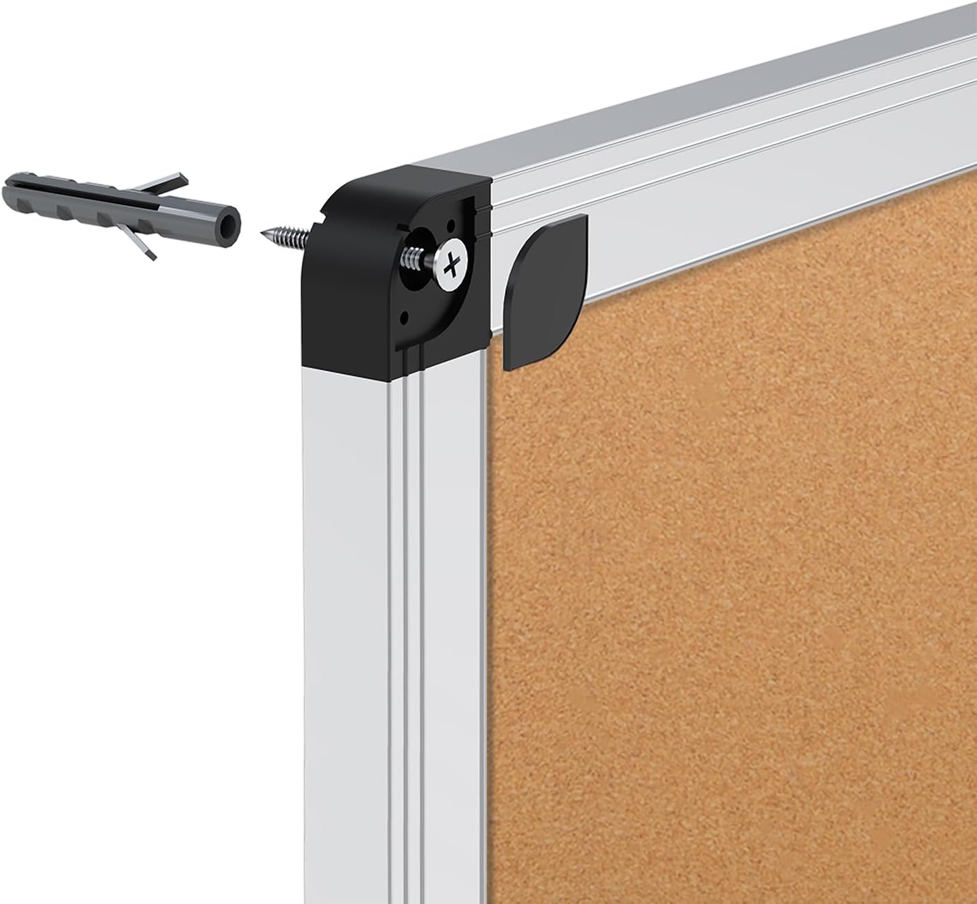 VIZ-PRO Large Cork Bulletin Board/Foldable Noticeboard, 48 X 48 Inches, Silver Aluminium Frame