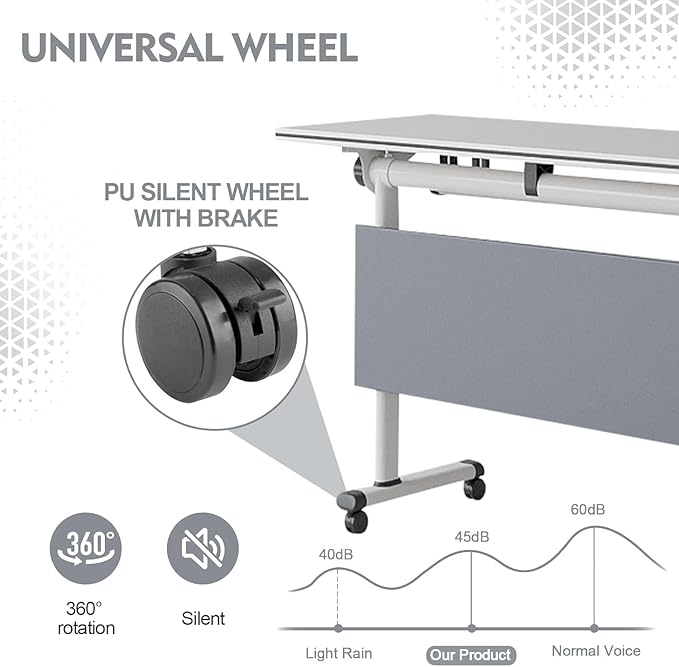 Conference Table,Folding Conference Tables Modern White Conference Room Table with Wheels, 2-10 Persons,for Office, Meeting Room (2, 1619YH, 61IN)