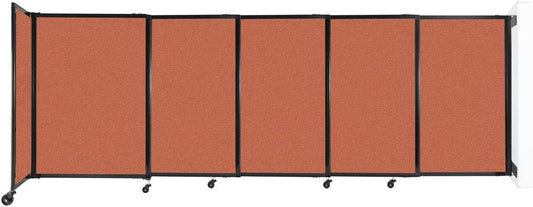 Wall-Mounted Sliding StraightWall Room Divider | Adjustable Widths | Locking Wheels | Room Separator | Up to 11'3" Wide x 4' Tall Papaya Fabric Panels