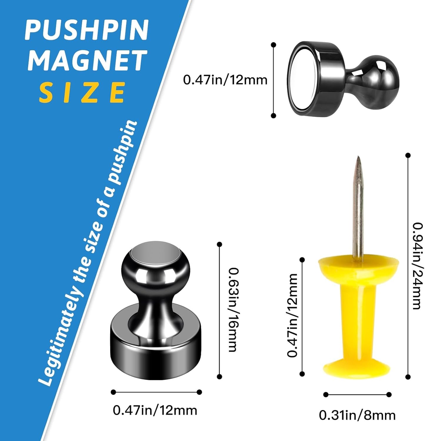 10Pack Fridge Magnet Adults Refrigerator Magnets Strong Metal Whiteboard Magnets Small Round Magnets Set for Fridge Whiteboard Locker Dry Erase Board in Kitchen Office Home Black