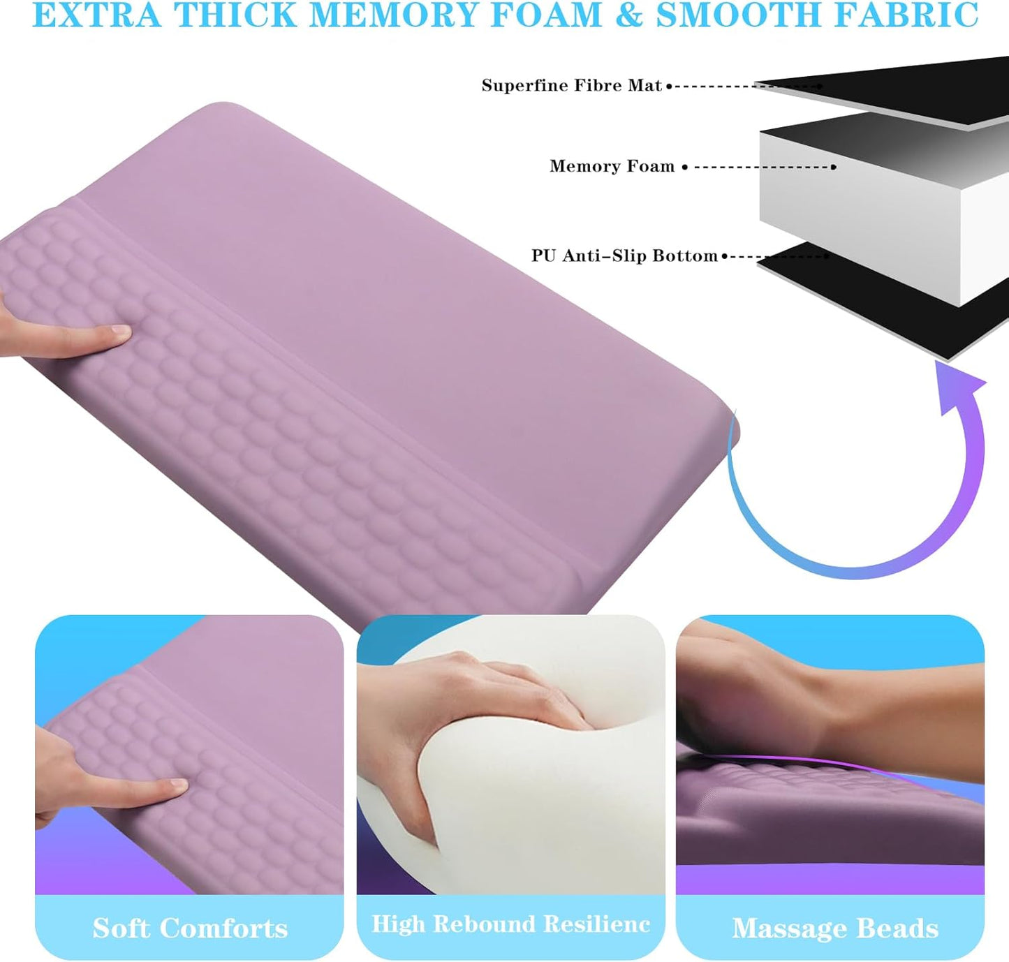 Computer Keyboard Stand with Wrist Rest, Ergonomic Tilted Keyboard Holder - Keyboard Riser with Wrist Pad - Keyboard Tray Support for Office Home - Purple