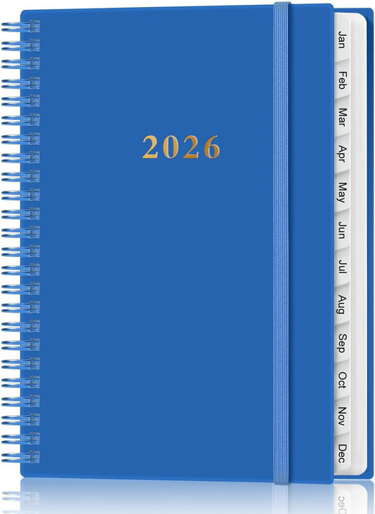 2026 Planner - Planner 2026 from January 2026 - December 2026, Weekly & Monthly Planner Spiral Bound with 12 Monthly Tabs, Inner Pocket, 6.4" x 8.5", Blue-B