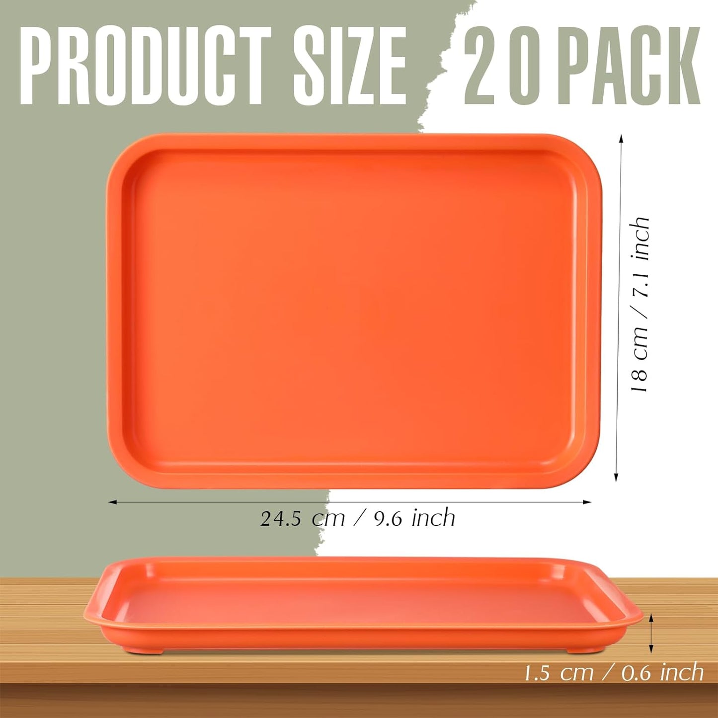 Sintuff 20 Pcs Plastic Art Trays Colorful Fast Food Lunch Trays Bulk Activity Crafts Sensory Serving Organizer for Home, School, Kids, DIY Projects, Painting, Beads(20 Colors,10 x 7 Inch)