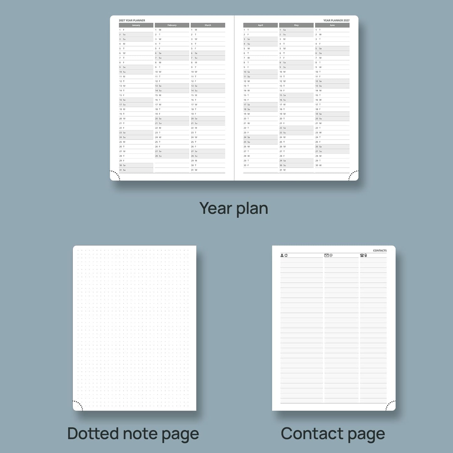 POPRUN 2026 Weekly Planner (Medium 6.75" x 8.75") 12 Months Calendar Notebook with Horizontal Layout, Leather Hardcover, Inner Pocket, 100GSM Thick Paper, Pen Holder - Lavender