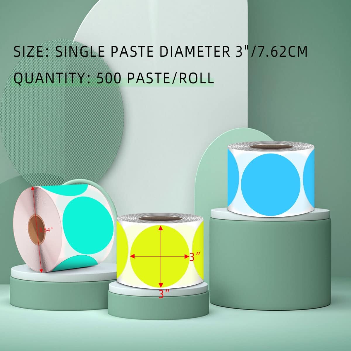 PARLAIM 3" Color Coding Label, 500 PCS Aqua Colored Circle Dot Stickers for Moving Box, Permanent Adhesive Sticker Easy to Write