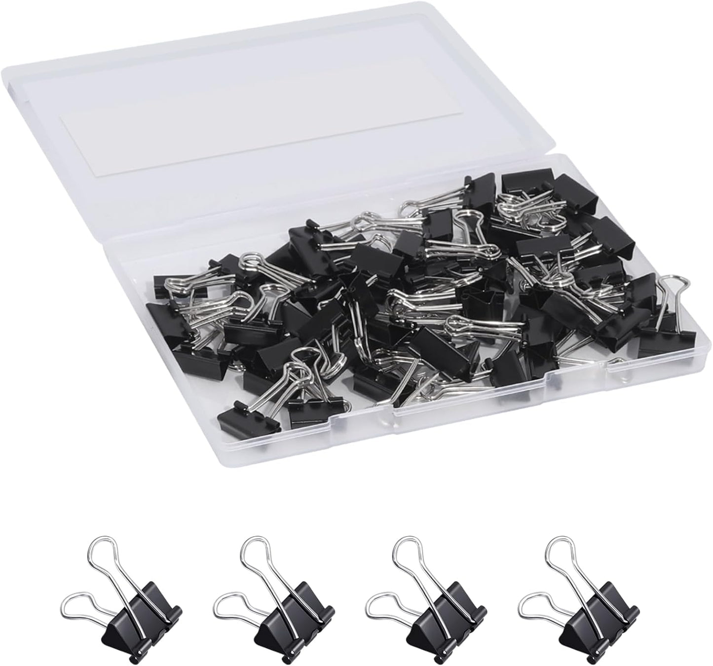 Ufmarine 60 Pcs Small Binder Clips 3/4 Inch Length, Black Small Paper Clips for Office, Standard Size