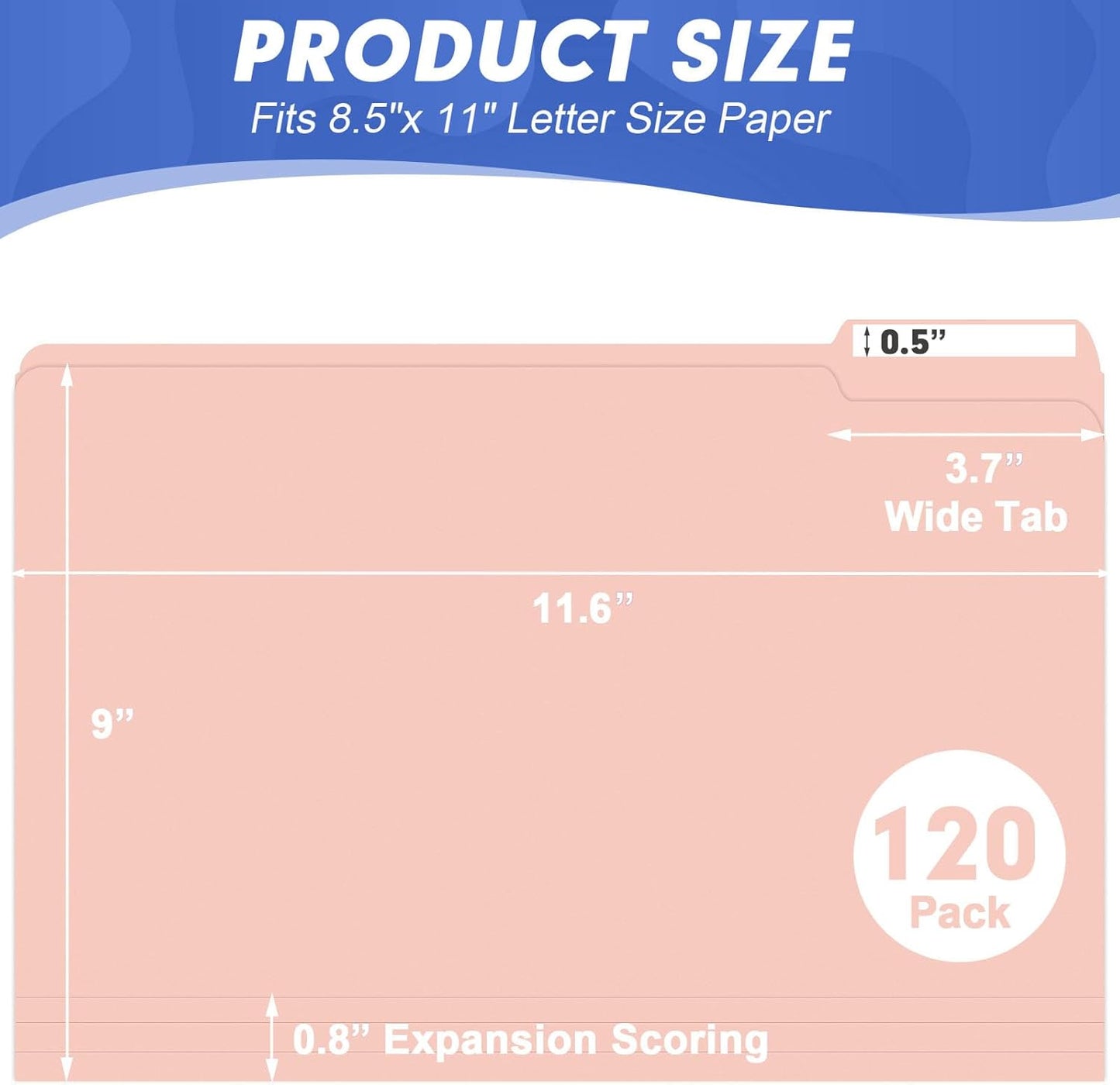 File Folder, HERKKA 120 Pack 1/3 Cut Tab File Folders, File Folders Great for Organizing and Filing, Letter Size, Pink