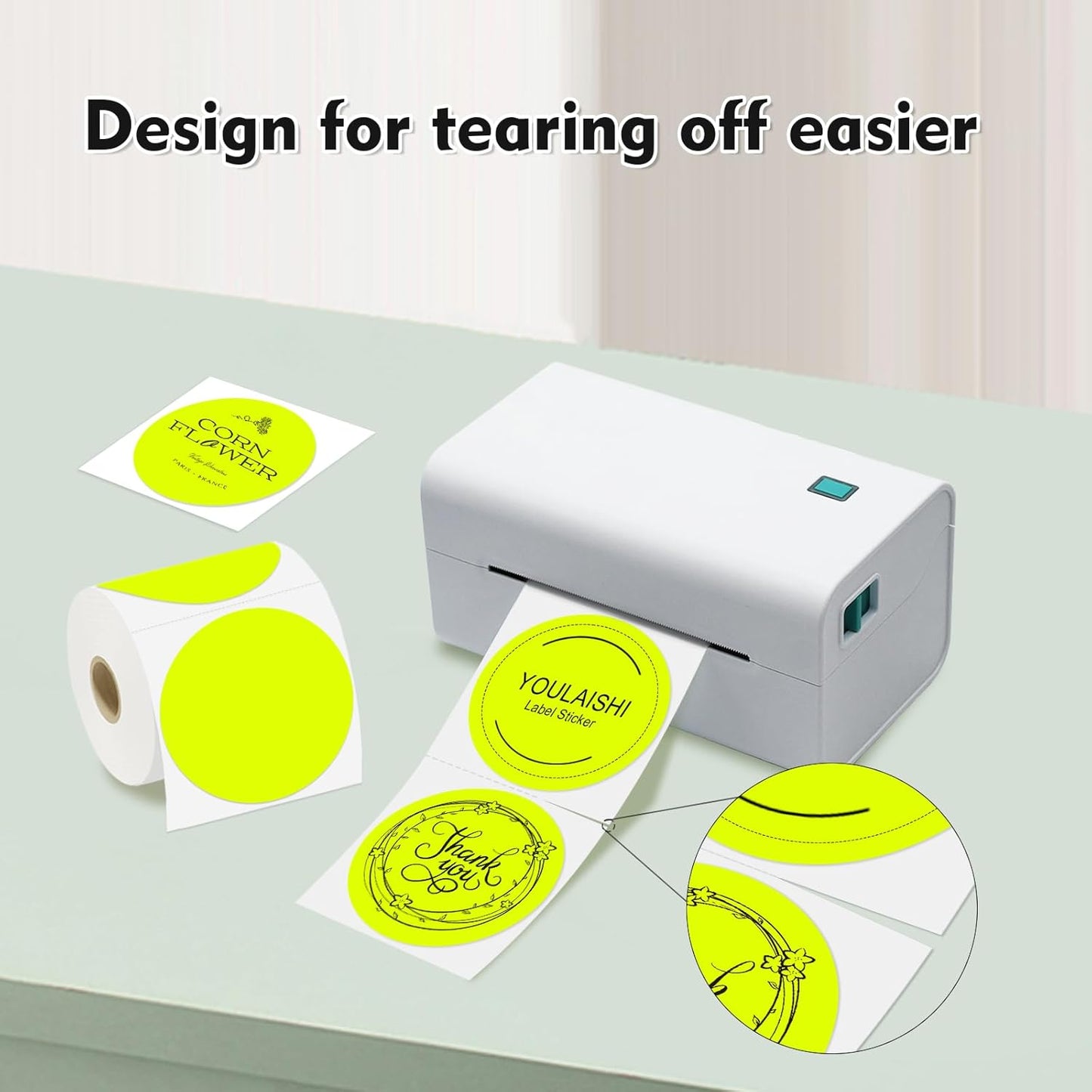 3 X 3 Inch Color Coding Dot Labels Circle Thermal Printable Waterproof 500 Pcs Round Stickers Adhesive Writable for Office, Home, Garage, DIY Sticker, Barcodes, Name Tag, Fluorescent Yellow