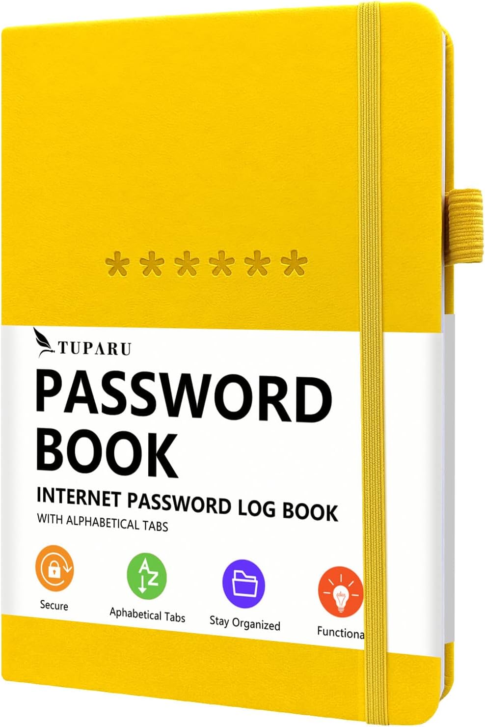 Password Book with Alphabetical Tabs – Hardcover Internet Address & Password Organizer – Password Keeper Notebook for Computer & Website – 5.2 x 7.6" Log-in Password Journal w/Thick Paper (Yellow)