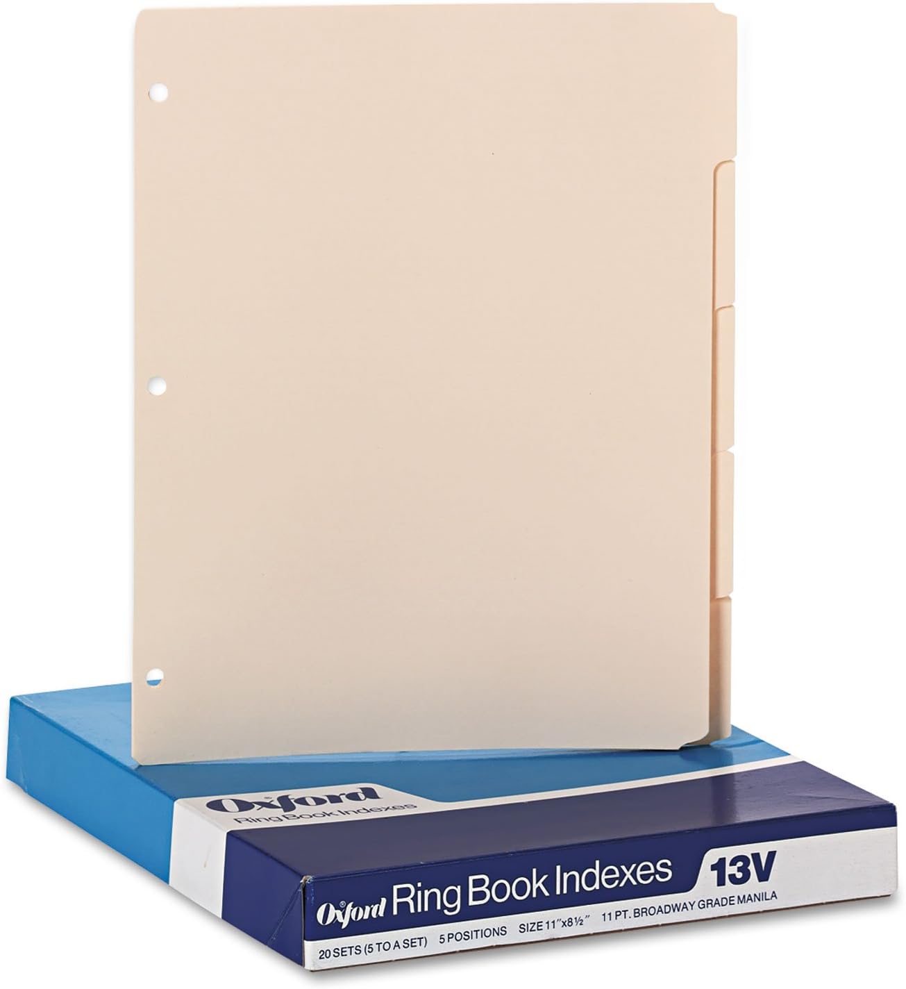 Oxford Blank Write-On Binder Dividers, 5-Tab, 1/5 Cut, 3-Hole Punched, Letter Size, Manila, 20 Sets Per Box (13V) - Cream