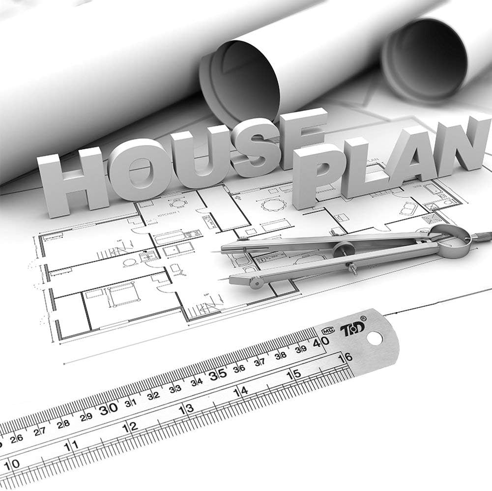 ZZTX Metal Straight Edge Ruler Set,Stainless Steel Ruler,12 Inch, Bulk 1 Pack