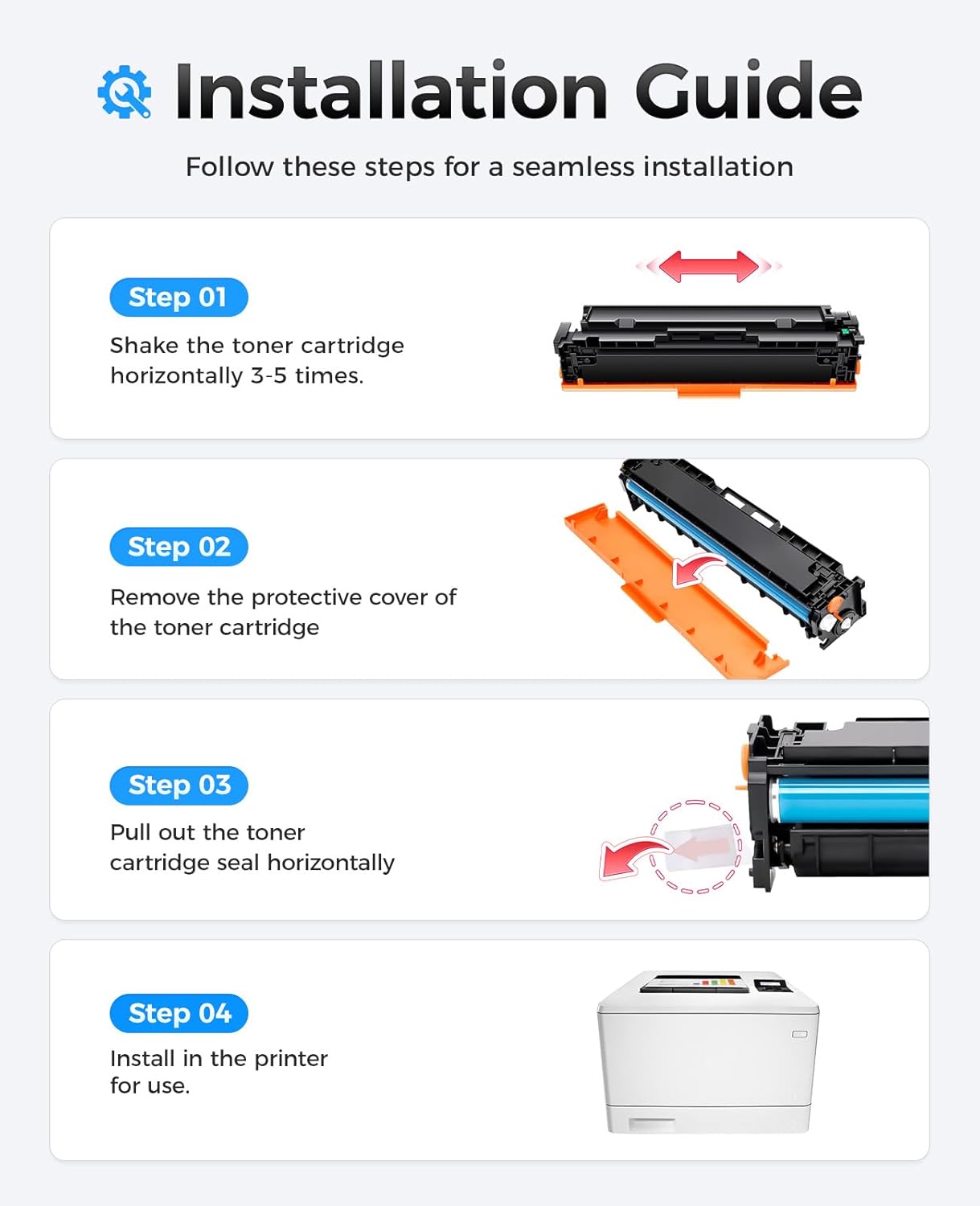 410A Toner Cartridge 4-Pack High Yield Replacement for HP 410A CF410A CF411A CF412A CF413A Compatible for HP Color LaserJet Pro MFP M477fdn M477fdw M477fnw M452dn M452dw M452nw M377dw Printer Ink Copy