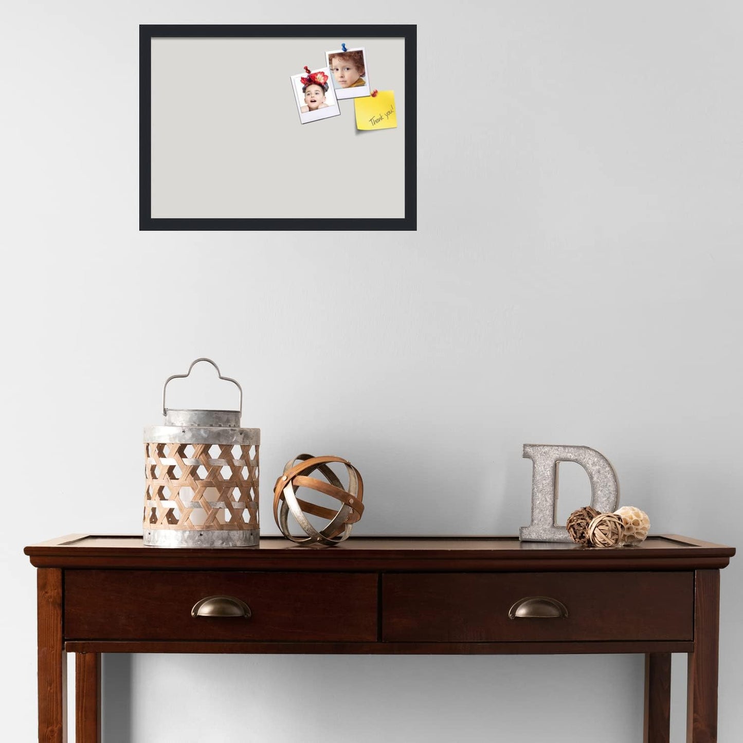 PinPix 21x15 Inch Cork Bulletin Board. This Decorative Framed Pin Board Comes with Light Stone Design and a Satin Black Frame. Ideal for Home Office Decor or Message Board (PinPix-1809)