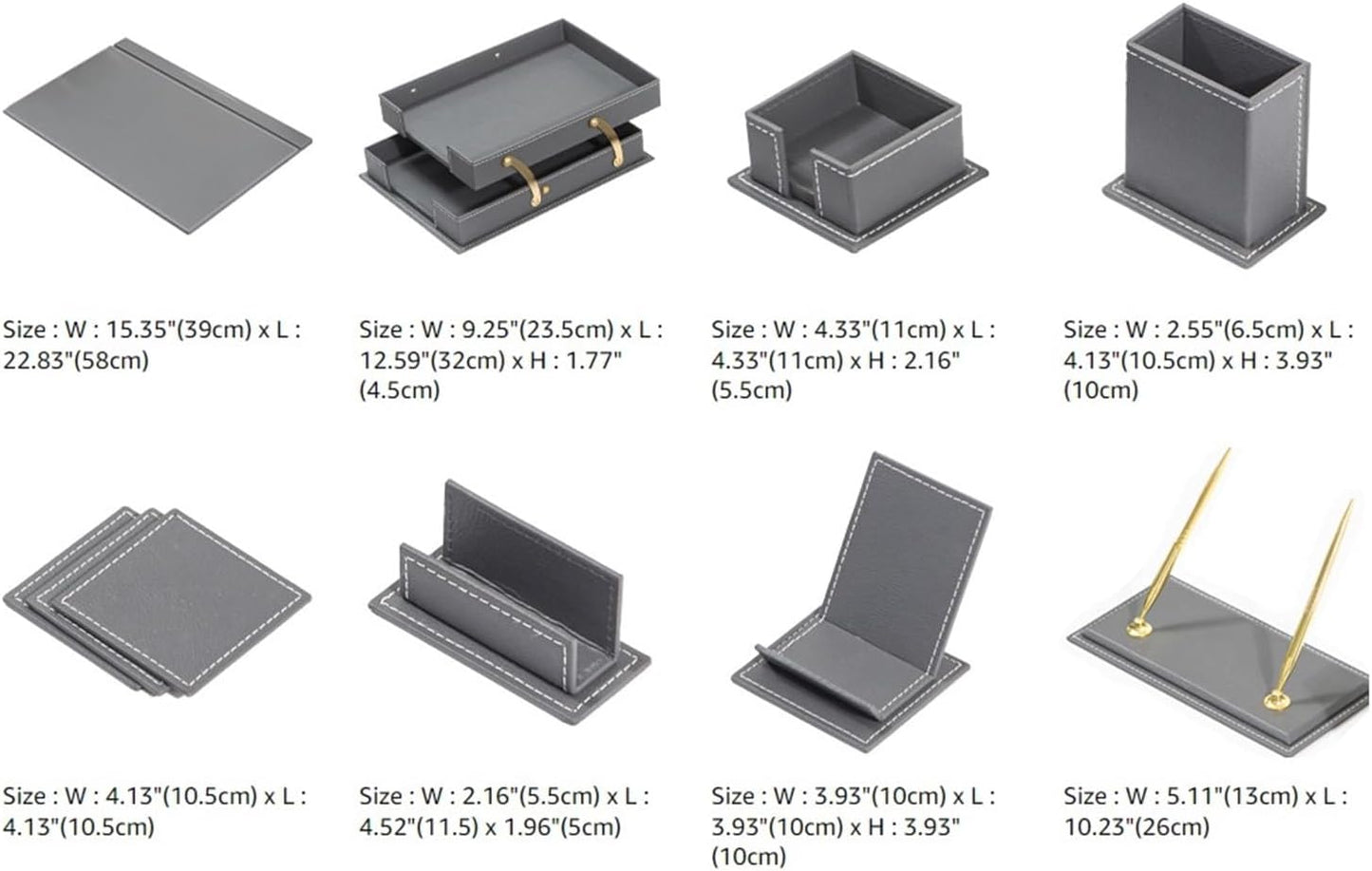 MOOGCO Bonded Set - Leather Desk Organizer - Desk Accessories - Home Office Accessories - Desk Supplies - Leather Desk Set