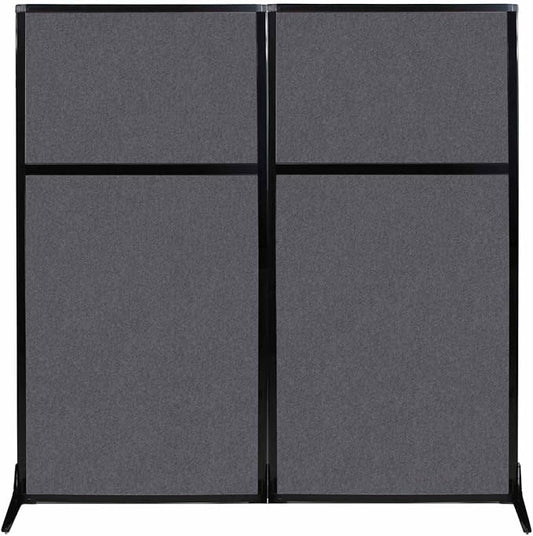 Versare Office Workstation Screen | Portable Wall Divider | Modern Cubicle | Freestanding Privacy Screen | Flexible Work Space | 2 Panels | 66" Wide x 70" Tall Dark Gray SoundSorb Panels