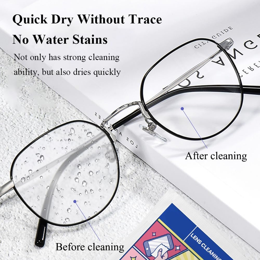 Pre-Moistened Lens Cleaning Wipes,500 Pcs Cleaning Wipes for Glasses, Computer & Laptops Screens, Smart Phones, Optical Lens, Goggles, and Watch Screen l Quick-Dry and Scratch-Free