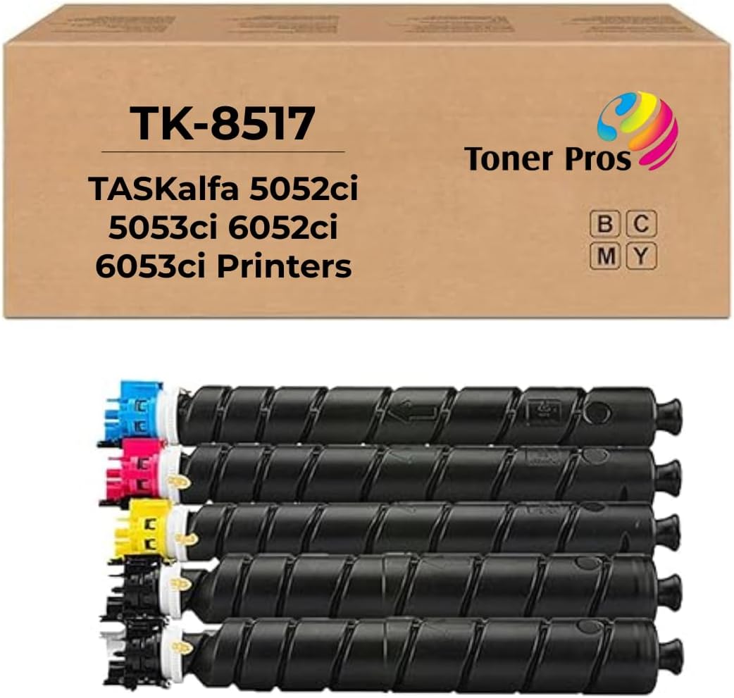 Toner Pros Replacement TK-8517 Toner Cartridge - Compatible for Kyocera TASKalfa 5052ci 5053ci 6052ci 6053ci Color Printers, 4 Color Pack: KCMY - Yield 30,000 Black & 20,000 Colors Pages