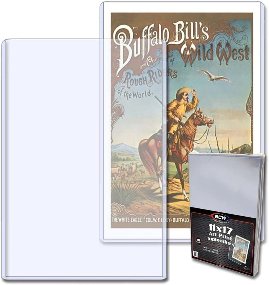 BCW 11 x 17 Art and Print Toploader - Pack of 10 | Crystal Clear, Rigid PVC | Photo Print Protector for Lithographs, Artwork, and Collectibles | Plastic Sheet Protectors | Restaurant Menu Holders