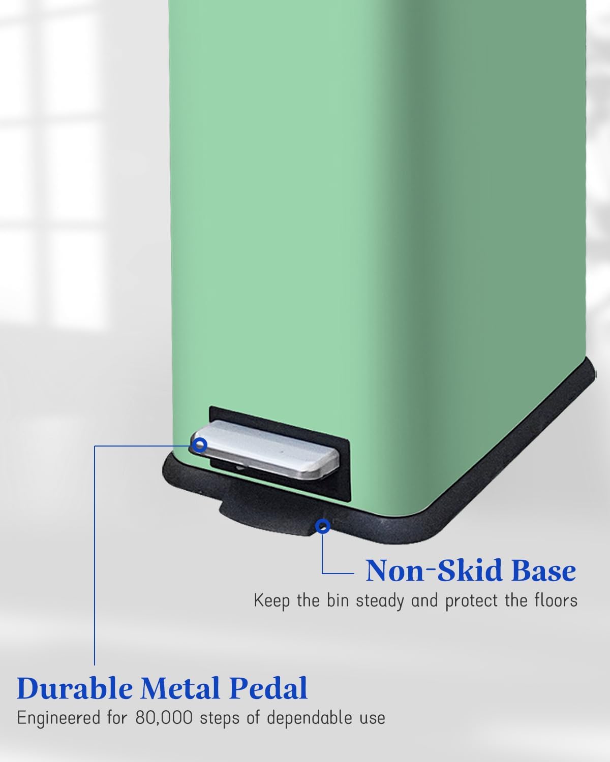 JM.YIPENG Bathroom Rubbish Bin, 5 Litre Cosmetic Bin, Small Waste Bin with Soft Close Lid, Bathroom Bin for Toilet, Bathroom, Bedroom, Living Room, Green