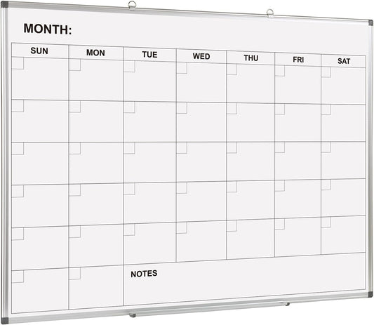 Comix Magnetic Dry Erase Calendar Whiteboard, 48 x 36 Inches Monthly Calendar Dry Erase Board for Wall, Aluminum Frame Planner White Board
