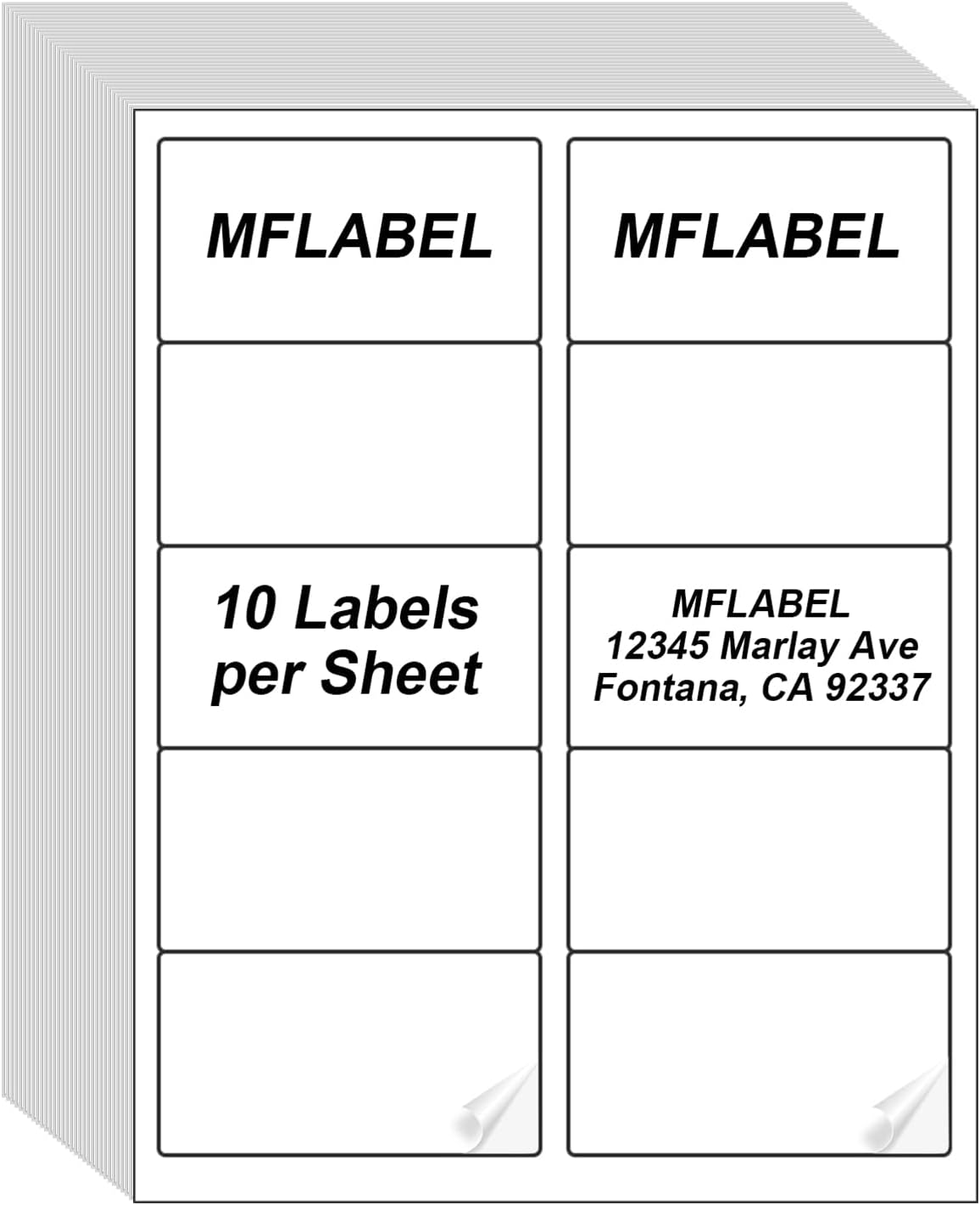 MFLABEL 2x4 Shipping Labels 10-UP - 500 Sheets (5000 Labels!) for Laser/Inkjet Printers | Industrial Adhesive for Boxes/Mailers | FBA & UPS Certified + Free 48 Fragile Stickers