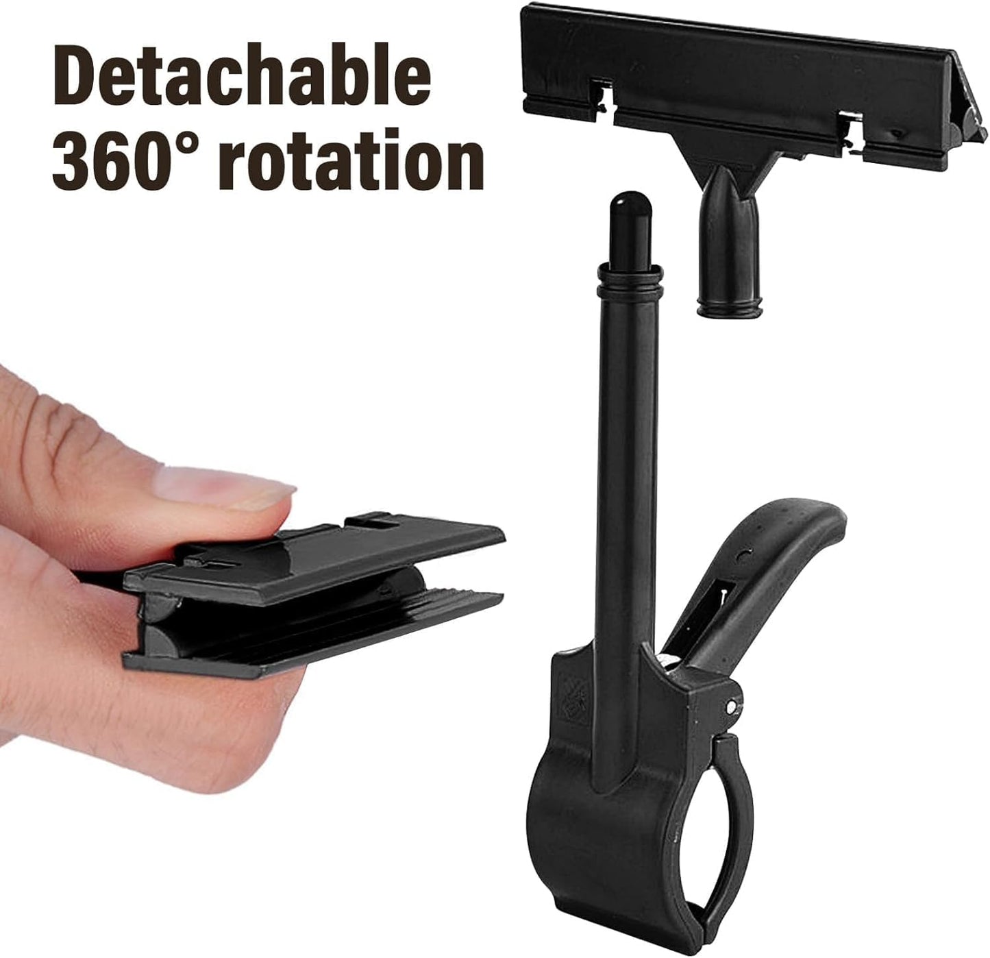 10 Pcs Big Black Adjustable Sign Clips for Display, Plastic Sign Holder Clips for Retail, Swivel Price Signs Clip, Rotatable Price Shelf Clips for Store Clothing Rack Merchandise Shelf Basket