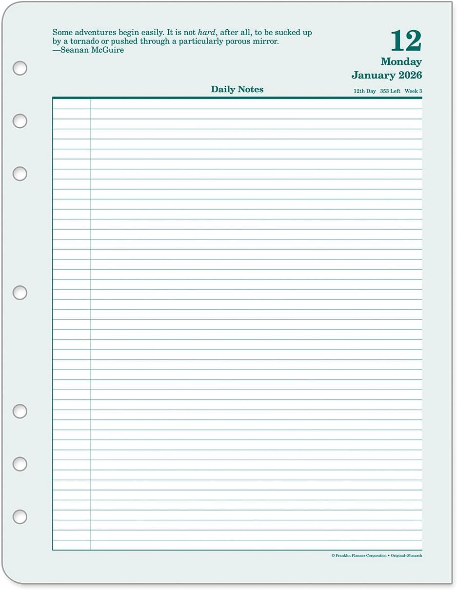 FranklinCovey - Original Two Page Per Day Ring-Bound Planner (Jan 2026 - Dec 2026, Monarch)
