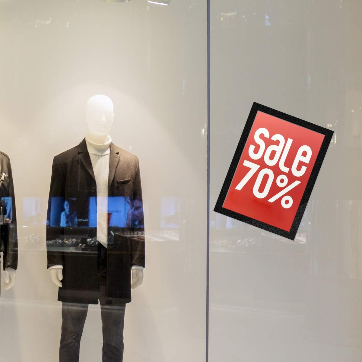 Document Sign Holder Pockets with Adhesive Back, Plastic Poster Picture Notice Display Frame for Window/Door/Wall/Cabinet, 8.5 x 11.6 Inches, Black, 2 Pack