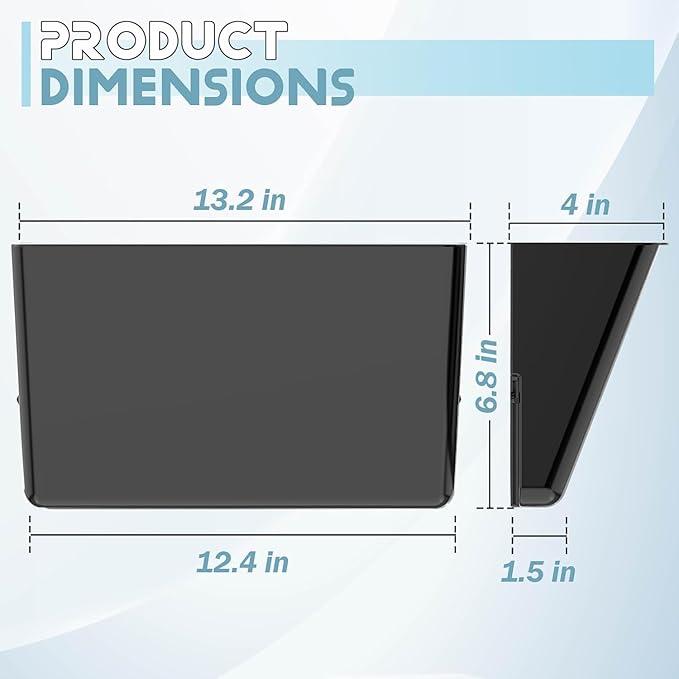 Clear Acrylic Single Pocket, Plastic Hanging Wall Mount File Holder for Office Home (Black, pack6)